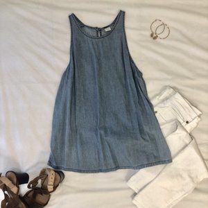 Old Navy XS Chambray Denim High-Neck Swing Tank